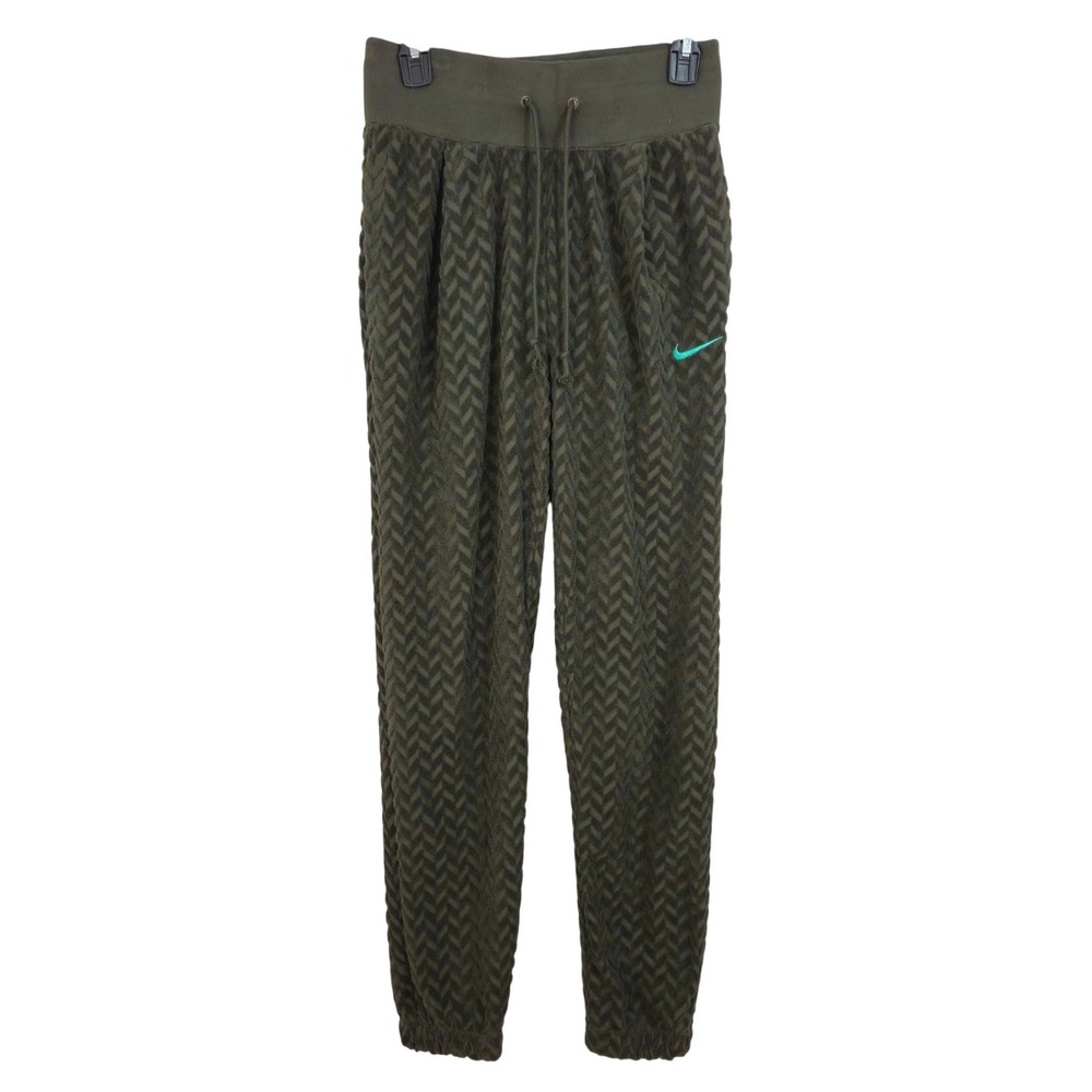 NEW Nike‎ Everyday Modern Textured High Rise Terry Joggers Womens Small Green